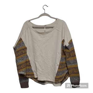 Free People Cabin Cottage Knit Henley Scoopneck Boho Blouse Jumper Knit  Size S